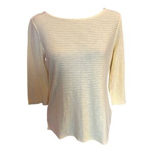 Liz Claiborne Women Ribbed Yellow 3/4 Sleeve Top Size Small